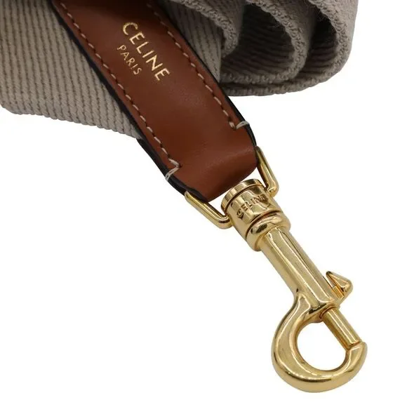 Celine Short Strap in Brown Canvas and Leather - Picture 5 of 6